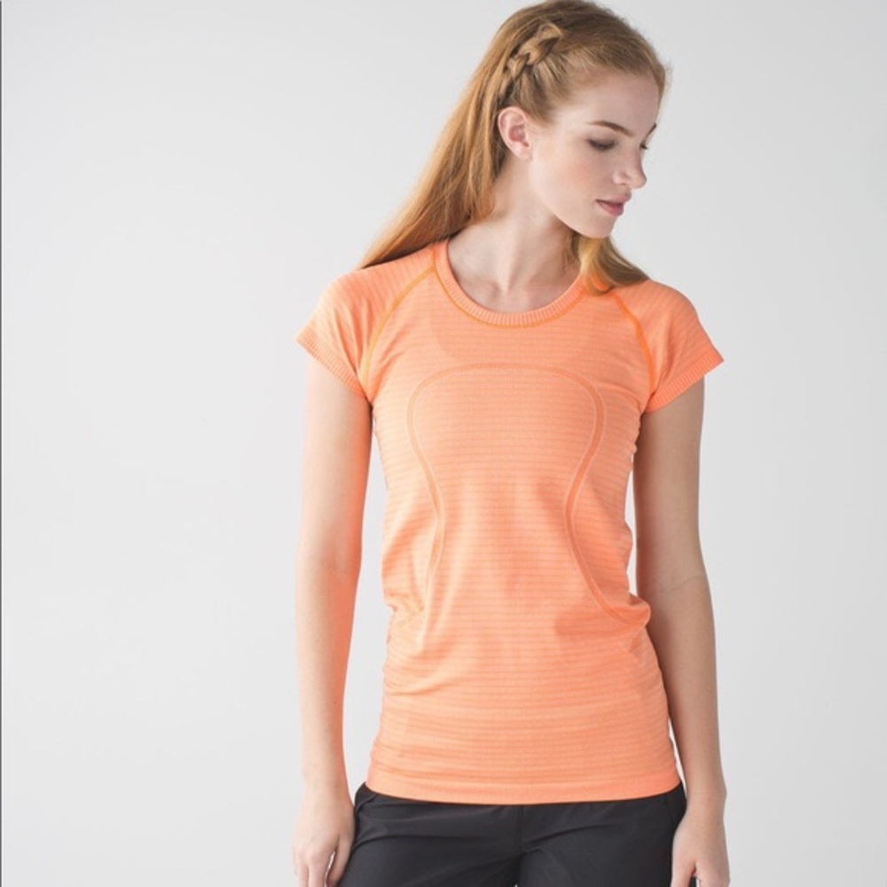 Lululemon orange short sleeve shirt top - 4